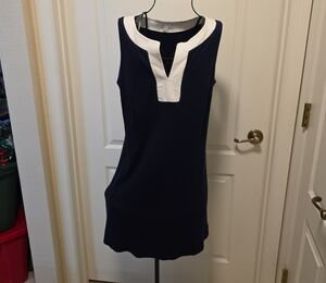 New York & Company Navy and White Mini Dress